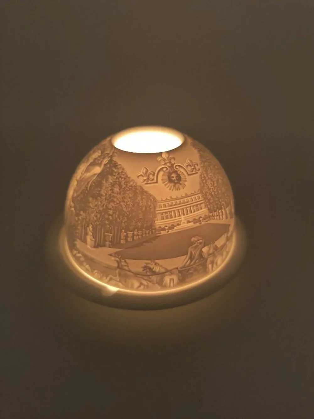Bernardaud Limoges Porcelain Votive Candle Holder With Intricate Relief Design